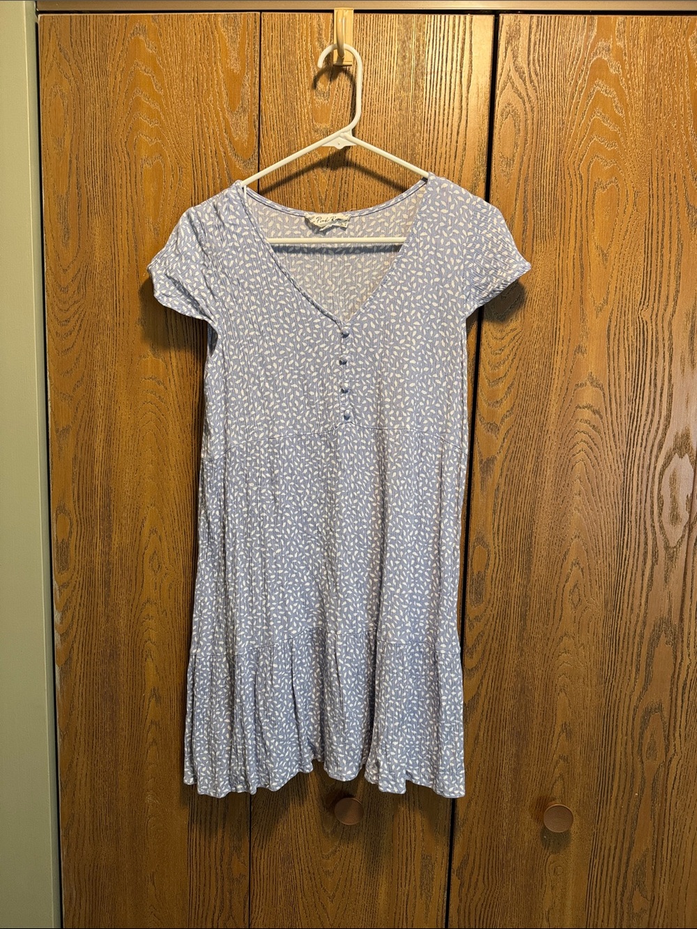 Marshalls Light Blue Floral V-Neck Mini Dress